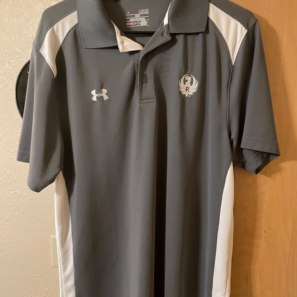 Under Armour “Ruger Arms”Charcoal and White Polo Shirt